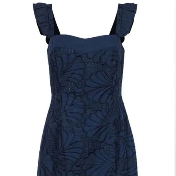 LILLY PULITZER A Dollop of Scallop Eyelet Sarafina Shift Dress, Navy, Size 2 - Picture 2 of 13